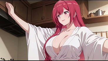 Anak Tiri Pulang Ngagetin, Liat Istri Bapak Masak Cuma Pakai Jubah Tipis. Kureha Enomoto Cosplay Mesum Bikinan Ai.
